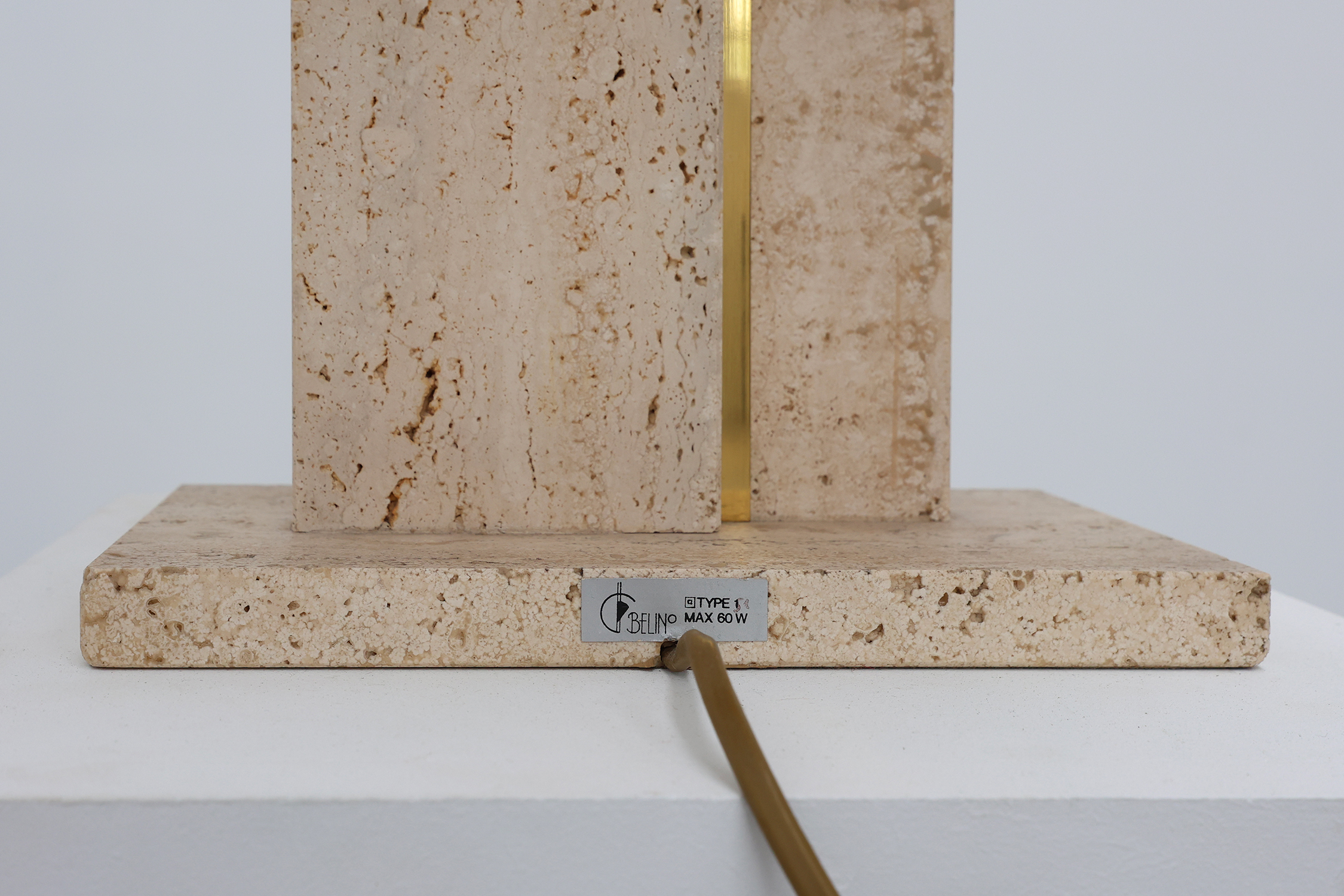 Travertin and messing table lamp by Belino in Hollywood regency stylethumbnail